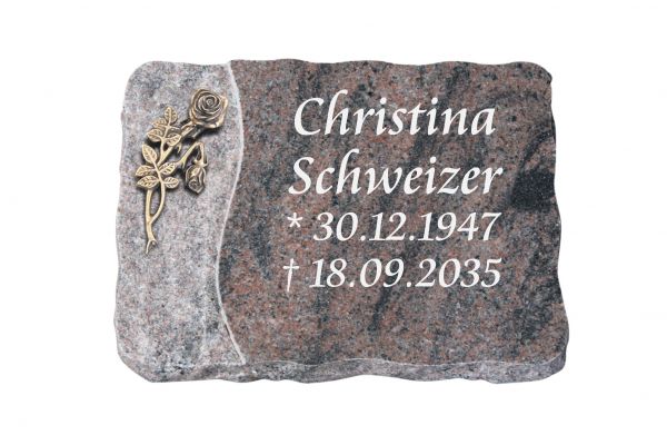 Liegeplatte, Indora Granit 40cm x 30cm x 4cm, inkl. Knickrose