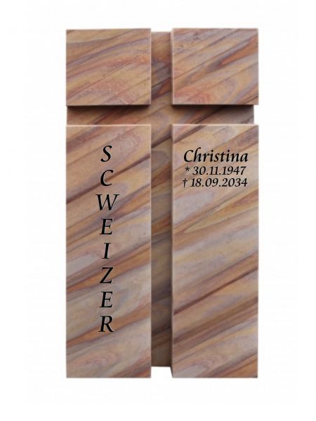 Einzelgrabstein, Rainbow Sandstein 100cm x 45cm x 14cm