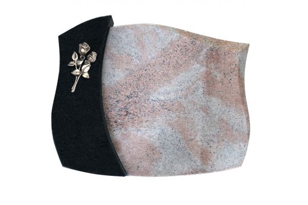 Liegestein, Raw Silk und Indien Black Granit 50cm x 40cm x 10/12cm, inkl. kleiner Alurose
