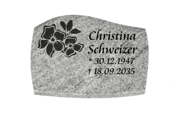 Liegeplatte, Viscount White Granit mit Fasen 40cm x 30cm x 3cm, inkl. Blüten