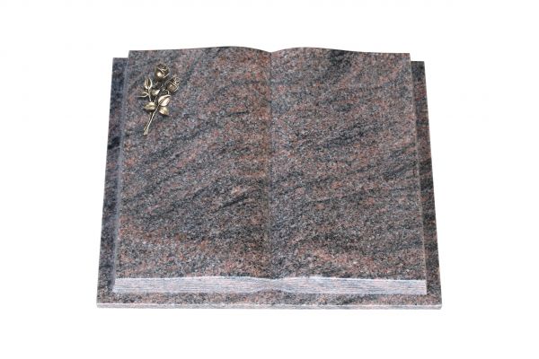 Grabbuch, Himalaya Granit, 60cm x 45cm x 10cm, inkl. kleiner Bronzerose