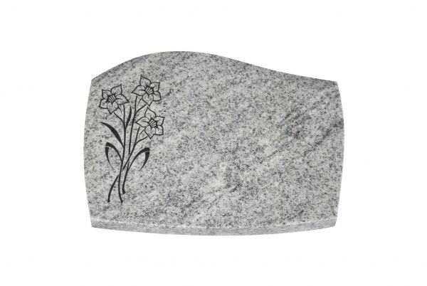 Liegeplatte, Viscount White Granit mit Fasen 40cm x 30cm x 3cm, inkl. Narzisse