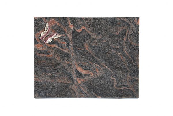 Liegeplatte, Himalaya Granit rechteckig 40cm x 30cm x 3cm, inkl. kleinem Schmetterling