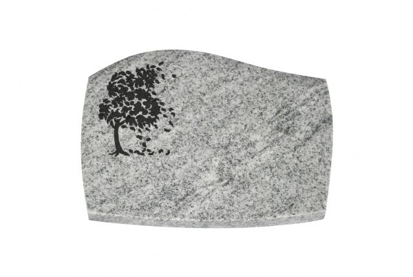 Liegeplatte, Viscount White Granit mit Fasen 40cm x 30cm x 3cm, inkl. Baum