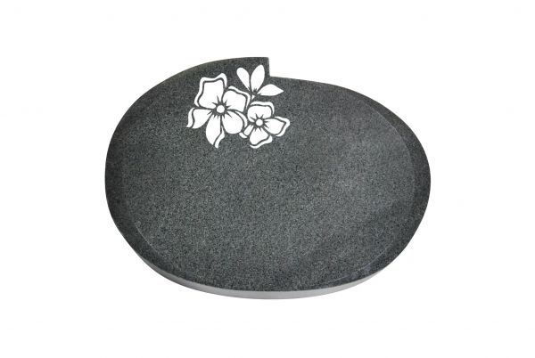 Liegestein Mozart, Padang Dark Granit, 50cm x 40cm x 10cm, inkl. Blume mit 2 Blüten