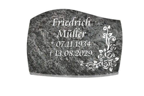 Liegeplatte, Orion Granit mit Fasen 40cm x 30cm x 3cm, inkl. Eckrose