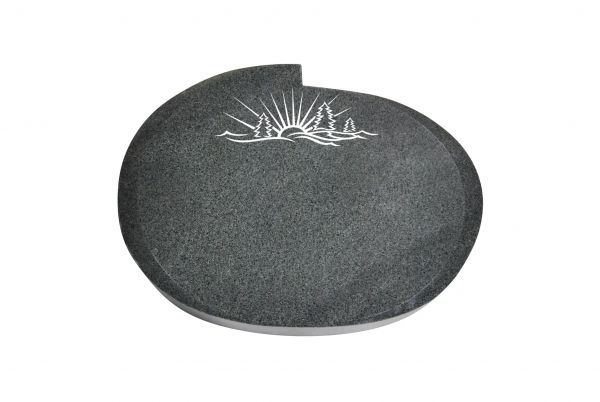 Liegestein Mozart, Padang Dark Granit, 50cm x 40cm x 10cm, inkl. Sonnenuntergang