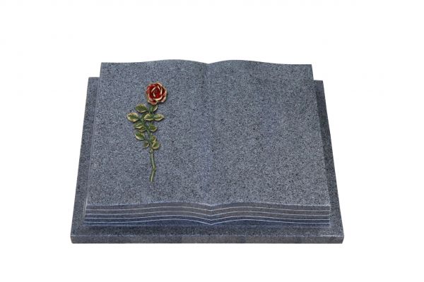Grabbuch, Padang Dark Granit, 45cm x 35cm x 8cm, inkl. roter Rose