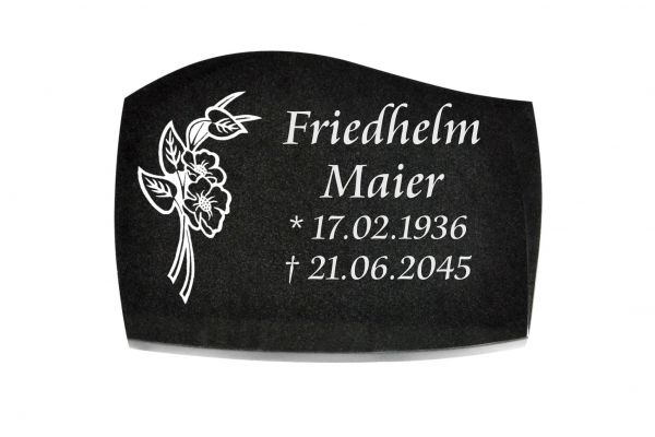 Liegeplatte, Black Granit mit Fasen 40cm x 30cm x 3cm, inkl. Orchidee