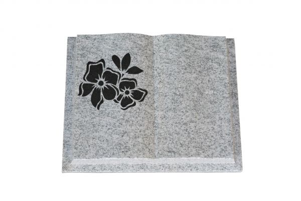 Grabbuch, Viscount White Granit, 40cm x 30cm x 8cm, inkl. Blume mit 2 Blüten