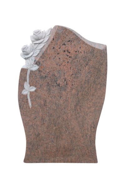 Einzelgrabstein, Multicolor Granit mit Rose, 100cm x 60cm x 14cm