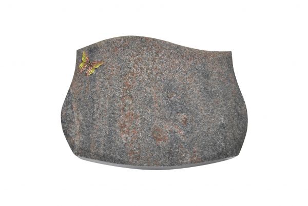 Liegestein Verdi, Himalaya Granit, 50cm x 40cm x 10cm, inkl. Bronze Schmetterling