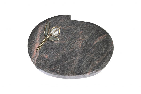 Liegestein Mozart, Himalaya Granit, 50cm x 40cm x 10cm, inkl. Calla aus Bronze
