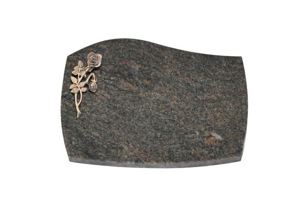 Liegeplatte, Himalaya Granit mit Fasen 40cm x 30cm x 3cm, inkl. Bronze Knickrose