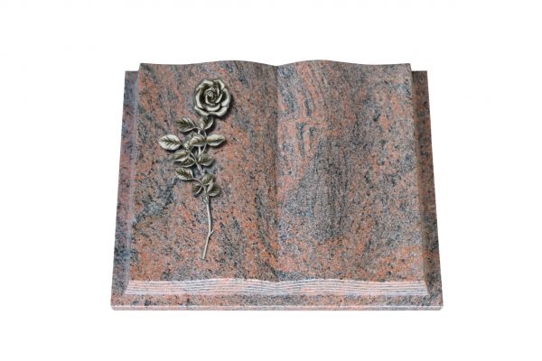 Grabbuch, Multicolor Granit, 40cm x 30cm x 8cm, inkl. Alurose mit Blättern