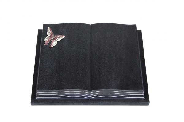 Grabbuch, Indien Black Granit, 40cm x 30cm x 8cm, inkl. Alu Schmetterling