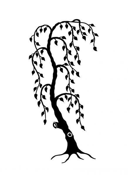 vertieft gestrahltes Ornament, Weidenbaum