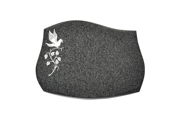 Liegestein Verdi, Padang Dark Granit, 50cm x 40cm x 10cm, inkl. Vogel auf Ast