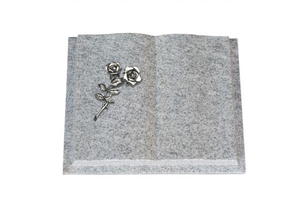 Grabbuch, Viscount White Granit, 60cm x 45cm x 10cm, inkl. Alurose mit 2 Blüten