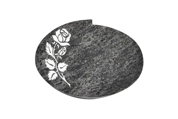 Liegestein Mozart, Orion Granit, 40cm x 30cm x 8cm, inkl. Rose vertieft