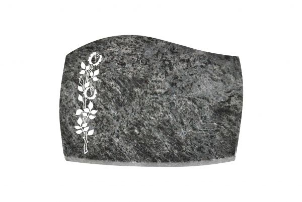 Liegeplatte, Orion Granit mit Fasen 40cm x 30cm x 3cm, inkl. schmaler gestrahlter Rose