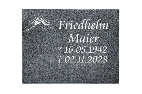 Liegeplatte, Padang Dark Granit rechteckig 40cm x 30cm x 3cm, inkl. Sonnenuntergang