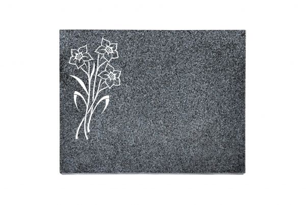 Liegeplatte, Padang Dark Granit rechteckig 40cm x 30cm x 3cm, inkl. Narzisse
