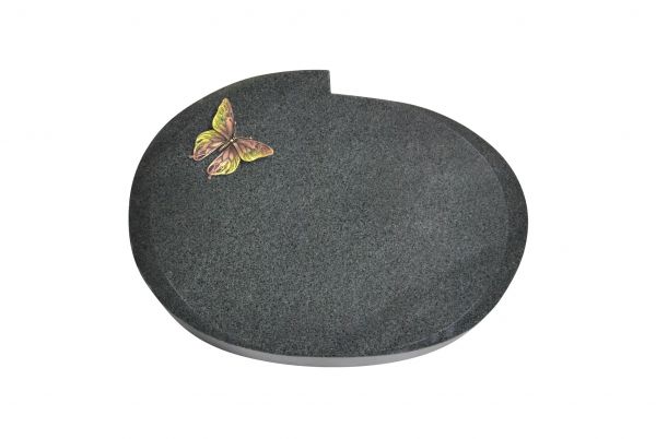 Liegestein Mozart, Padang Dark Granit, 40cm x 30cm x 8cm, inkl. farbigen Schmetterling