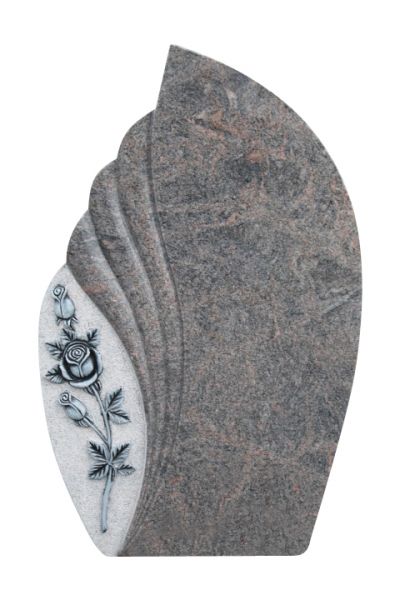 Urnengrabstein, Himalaya Granit mit Rose, 80cm x 50cm x 14cm
