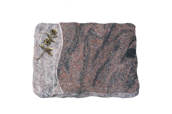 Liegeplatte, Indora Granit 40cm x 30cm x 4cm, inkl. kleiner Doppelrose
