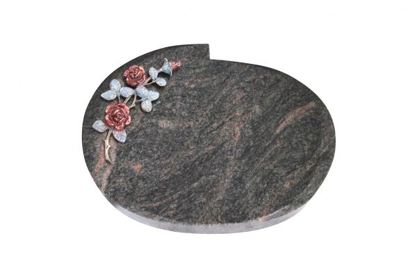 Liegestein Mozart, Himalaya Granit, 40cm x 30cm x 8cm, inkl. eleganter Rose