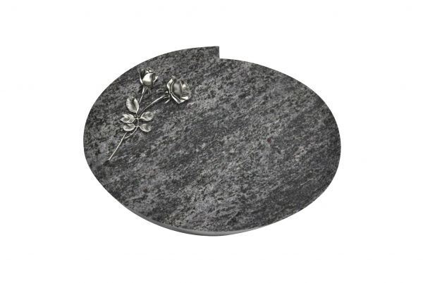 Liegestein Mozart, Orion Granit, 50cm x 40cm x 10cm, inkl. Alurose mit 2 Blüten