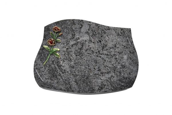Liegestein Verdi, Orion Granit, 40cm x 30cm x 8cm, inkl. roter Doppelrose