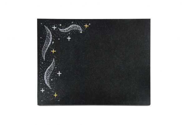Liegeplatte, Indien Black Granit rechteckig 40cm x 30cm x 3cm, inkl. Sternenhimmel links verteilt