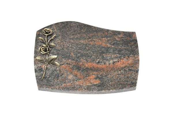 Liegeplatte, Himalaya Granit mit Fasen 30cm x 20cm x 4cm, inkl. Doppelrose