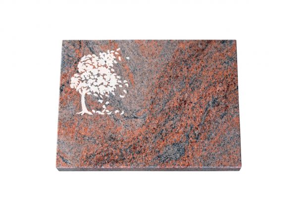 Liegeplatte, Multicolor Granit rechteckig 40cm x 30cm x 3cm, inkl. Baum