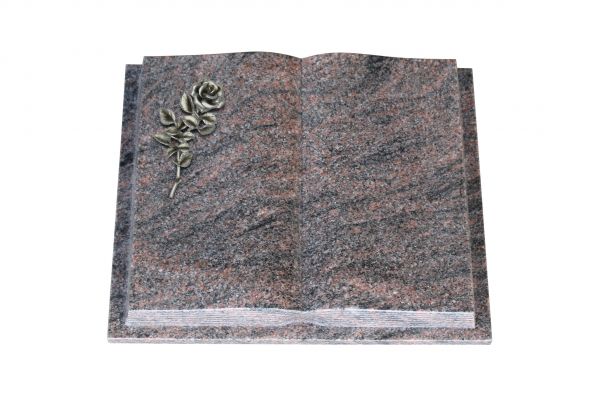 Grabbuch, Himalaya Granit, 40cm x 30cm x 8cm, inkl. Alurose mit Blüte