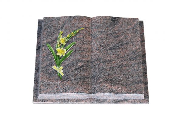 Grabbuch, Himalaya Granit, 45cm x 35cm x 8cm, inkl. Orchidee aus Alu