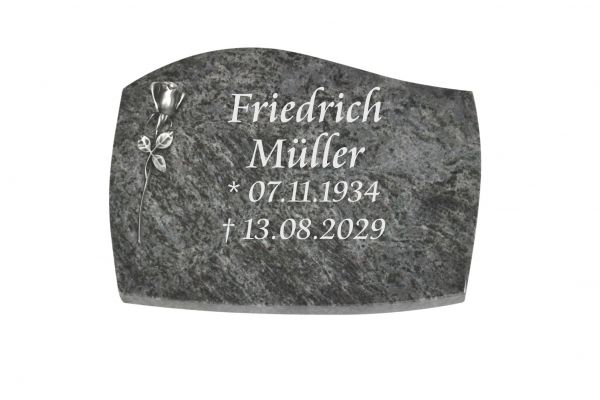 Liegeplatte, Orion Granit mit Fasen 40cm x 30cm x 3cm, inkl. schmaler Alurose