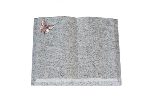 Grabbuch, Viscount White Granit, 50cm x 40cm x 10cm, inkl. Alu Schmetterling