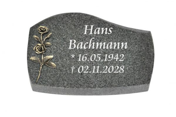 Liegeplatte, Padang Dark Granit mit Fasen 30cm x 20cm x 4cm, inkl. Doppelrose