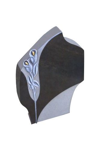Urnengrabstein, Indien Black Granit 80cm x 50cm x 14cm, inkl. vertieft gehauener Calla
