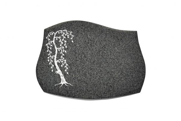 Liegestein Verdi, Padang Dark Granit, 40cm x 30cm x 8cm, inkl. Trauerweide