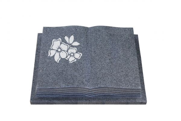 Grabbuch, Padang Dark Granit, 60cm x 45cm x 10cm, inkl. Blume mit 2 Blüten