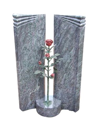Einzelgrabstein, Orion Granit 105cm x 75cm x 17cm, inkl. Rose mit Blüten und Knospen