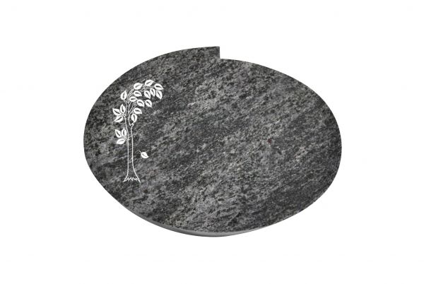 Liegestein Mozart, Orion Granit, 50cm x 40cm x 10cm, inkl. Baum mit Blättern