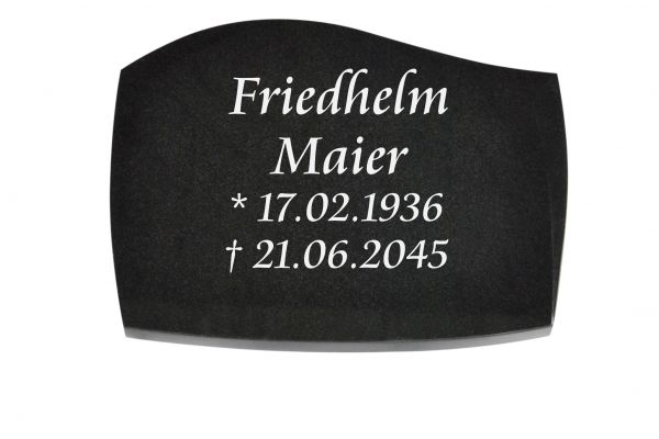 Liegeplatte, Indien Black Granit 40cm x 30cm x 4cm, gebogene Seiten und Fasen