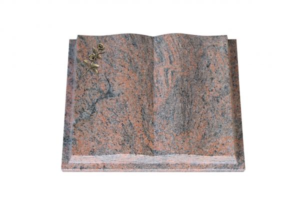 Grabbuch, Multicolor Granit, 60cm x 45cm x 10cm, inkl. Bronze Doppelrose