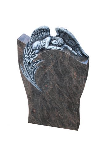 Urnengrabstein, Himalaya Granit 80cm x 50cm x 14cm, inkl. Engel mit Blume