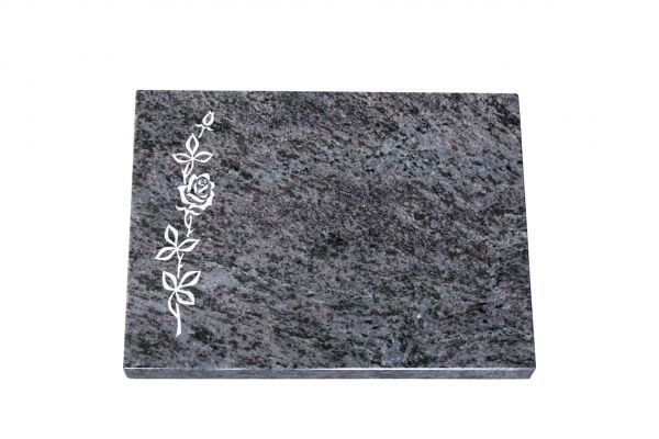 Liegeplatte, Orion Granit rechteckig 40cm x 30cm x 3cm, inkl. vertiefter schmaler Rose